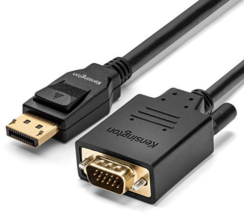 Kensington Cable DisplayPort 1.2 a VGA Cable, 1.8m (6ft) M/M, Adaptador Unidireccional Pasivo, DP++, Full HD 1080p, Cable de Ordenador para Monitor y Proyector (K33024WW)