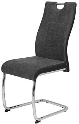 MJC 4er Set Schwingstuhl Alina Griffloch Anthrazit Freischwinger Küchenstuhl