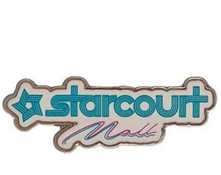 Pyramid International Stranger Things Emaille-Knopf, mit Starcourt Mall-Design, 1 x 4 cm, Einheitsgröße, Emaille, Metall, Silber, Ohne Edelstein