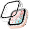 TOCOL 2 Pièces Coques pour Apple Watch Series SE/6/5/4 40mm, Convient aux Montres Série iWatch SE/6/5/4 40mm avec Coque de Protection en Verre Trempé Incrustée de Diamants Femme - Transparent-Bling