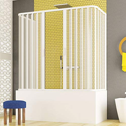 Yellowshop - Box vasca 3 lati in PVC a due ante apribili a soffietto H m 150 modello Nicolas (Cm 70 x 170)