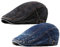 2 Stück Herren Denim Baumwolle Newsboy Cap Ivy Gatsby Driving Jagd Cabbie Hüte - Schwarz - Einheitsgröße