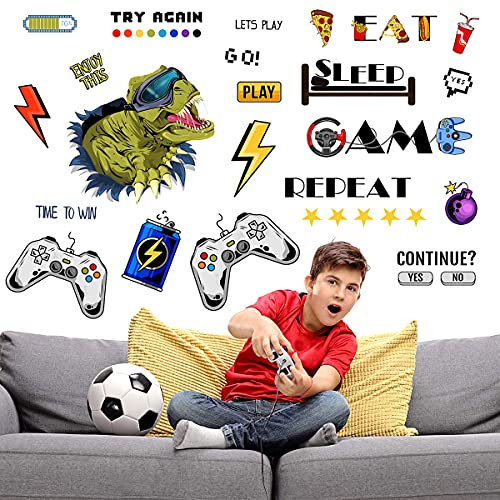 JINGYOU Game Wall Stickers Video Gaming Decals, Boys Room Wall Game Art Decor, ​Colorful Video Game Wall Decal Sticker, Video Game Wall Decals for Teen Boys Room Kids Bedroom Playroom Home Decoratio