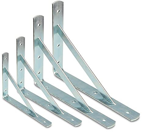 PRIOstahl Schwerlastträger 2 Stück 200x250mm Verzinkt - Regalwinkel Heavy Duty - Schwerlastkonsole Winkelträger mit Schrauben Dübel