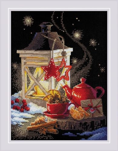 Riolis Kreuzstich Set Winterteezeit, Zählmuster, 18x24cm