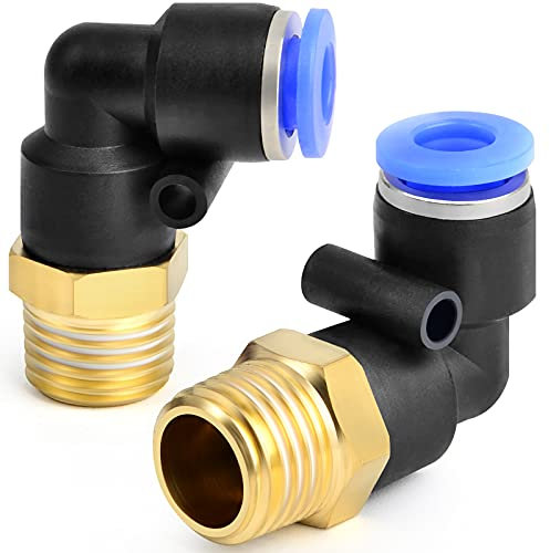 ERGAOBOY 2 Pcs 6mm Tube OD x 1/4 BSP Mâle Coude Push To Connect Pneumatique Raccords (PL6-02)