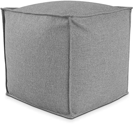 Deshome - Sitzhocker Sitzpouf Pouf 50x50x50 cm mit abnehmbarem Polster für Innen- und Außenbereich: Sitzpouf Design für Sofa, Wohnzimmer, Schlafzimmer, Sitzhocker, Light Pouf Pulvergrau