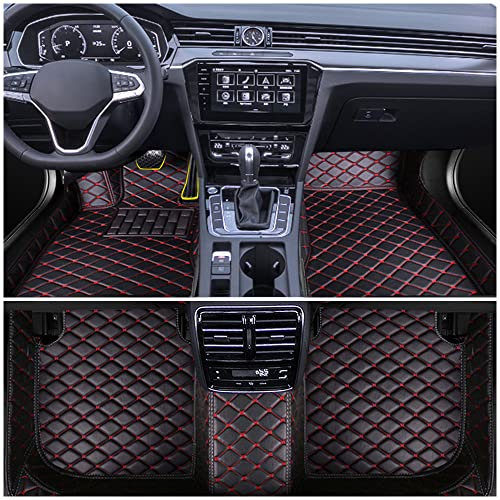 Auto Fußmatten Set für 5 Series E60 E61 2005-2009 Leder Automatte wasserdichte FussMatten Rutsch Allwetter-Matten Schwarz-rote Linie