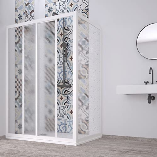 Decorspace Box doccia angolare Acril in Acrilico con profili in PVC apertura centrale riducibile Made in Italy Garantito 10 Anni (70 X 100 cm)