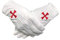 AtSKnSK Freimaurer-Handschuhe des Templer-Roten Kreuzes aus weißer Baumwolle