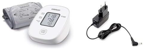 Omron X2 Basic - Automatisches Blutdruckmessgerät für die Blutdrucküberwachung zu Hause + OMRON Universal-Netzteil (HHP-CM01) für OMRON Oberarm-Blutdruckmessgeräte