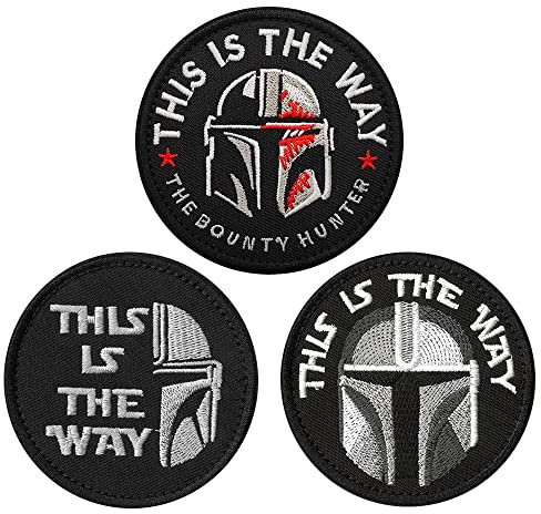 Zcketo 3 Stück This is The Way Half Helmet Gestickter Verschluss auf der Rückseite Taktischer Moral-Patch zum Kleidung Taschen Rucksack Uniform Jersey Hundegeschirr