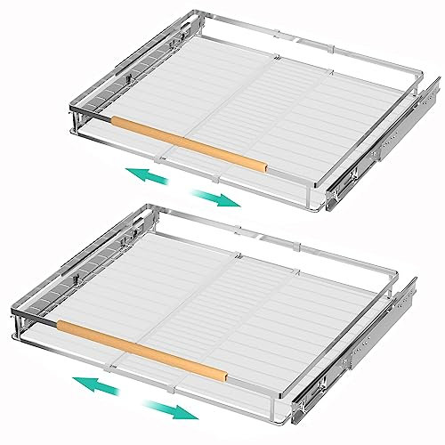 IPEGTOP 2er-Set Ausziehbarer Schubladenorganizer [58,7-101,3 cm B x 57 cm T] | Schwerlastregal für Küchenschränke & Spülenunterschränke | Verstellbar 58,7-101,3 cm Breite