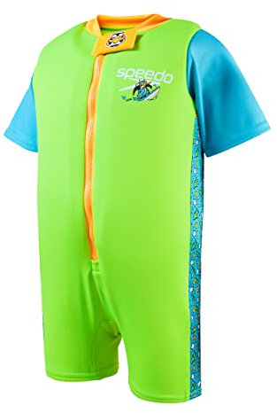 Speedo Unisex Baby Bedruckter Badeanzug für Auftrieb | Schwimmen lernen | Schwimmunterricht Schwimmen lernen , Chima Azure Blue/Fluro Green, 2-3