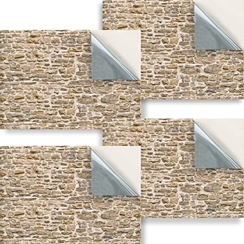 Stick & Go Repositionable Self Adhesive Dolls House Wallpaper 1:24 Scale (Set of 4 Sheets) - Old Drystone Wall - No. 205
