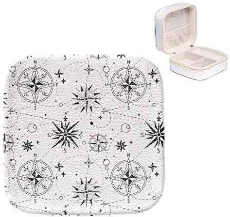 Jewelry Boxes PU Leather Small Jewelry Travel Case Compass Wind Rose
