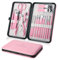 Keiby Citom Manicure Set 18pcs Professional Nail Clippers Kit Pedicure Care Tools-Stainless Steel Grooming Tools With Rose Gold PU Leather Case for Travel & Home (White Pink)