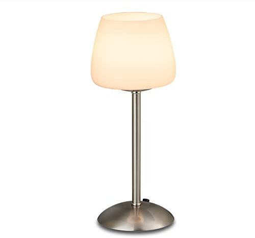 KHG LED-Tischleuchte, mit Touchdimmer, 1-flammig, aus Metall/Glas, Farbtemperatur 3.000 K, 420 lm Lichtleistung, 5 W Gesamtleistung, ideal für Wohnzimmer, Schlafzimmer, Küche und Büro, Höhe:30 cm