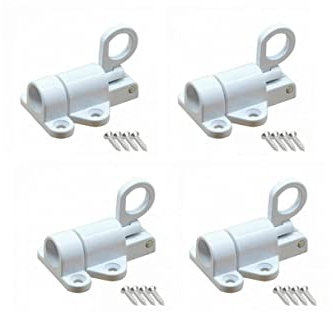 RANRAO 4PCS Aluminium Alloy Door Latch Sprung Attic Loft Ceiling Hatch Lock Catch Tool, Door Spring Bolt Aluminum Alloy Security Automatic Window Gate Latch Bounce Lock for Shed Doors Gates White