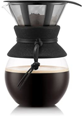 BODUM POUR OVER Cafetière, filtre permanent maille inox, 1.0 l, 8 tasses