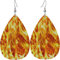Frauen-Leder-Ohrringe Fashion Dangle Drop Ohrringe-Feuer Flamme Textur Orange Teardrop Ohrringe