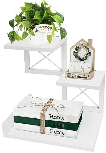 ELITEROO Schreibtischregal-Organizer, Holz-Schreibtisch-Organizer, kleines Bücherregal, 3-stöckiges Aufbewahrungsregal, Display-Ständer für Bürodekoration und Schreibtischzubehör, weiß