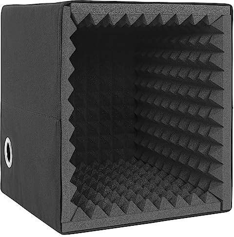 BQKOZFIN Portable Sound Recording Vocal Booth Box, Foldable Microphone Isolation Shield with High Dense Sound Absorbing Foam, Sound Dampening Filter for Sound Recording Podcasts Singing (Medium)