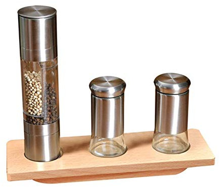CAFFIA Splendido Set Macina Sale E Pepe - Shaker Ricaricabili In Acciaio Inossidabile Con Macine Grosse Regolabili - Goditi Le Tue Spezie Preferite, Pepe Macinato Fresco