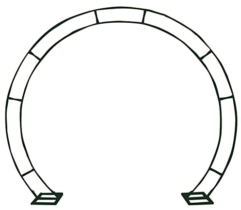 ALKOY Schwarzer Gartenbogen, Runder Metall-Hochzeitsbogen, Gewölbte Gartenlaube Mit Sockeln, Ballon-Blumen-Ring-Ständer-Kreis Für Den Valentinstag/Schwarz/Groß 3,2 * 2,8 M