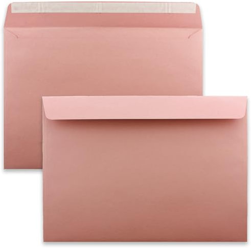 10x große XXL Briefumschläge DIN C4 in Alt-Rosa - 22,9 x 32,4 cm - Haftklebung ohne Fenster - Versandtasche für DIN A4 geeignet