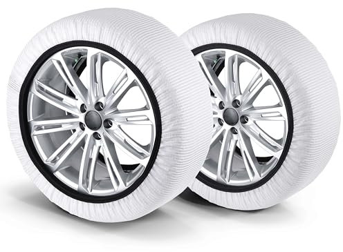 Walser Premium Textile Schneeketten nach EU Norm 16662-1 homologiert, Qualitätssieger Sehr Gut*, 2er Set Textilschneekette Snow Sock, Anti-Rutsch Auto Schneeketten, Car Snow Chains weiß XS