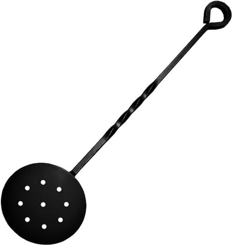 Chestnut Roaster Loop Twisted Steel Metal Roasting Pan for Open Fire Wood Burner or Stove - 460mm - Black