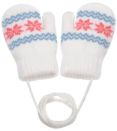 Becellen Moufles Enfant, Chauds Tricotés Gants Bebe Hiver Mignon Moufle avec Cordon pour 0-3 Ans Filles Garçons