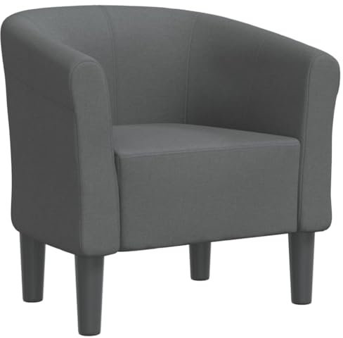 vidaXL Fauteuil Cabriolet, Chaise avec Accoudoirs, Canapé avec Dossier, Siège Rembourré, Meuble de Salon Chambre Bureau, Gris Foncé Tissu