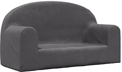 vidaXL Kindersofa 2-Sitzer, Sofa Abnehmbarer Bezug, Gepolstert Kindersessel Zweisitzer, Spielsofa Kindercouch Kindermöbel, Anthrazit Weich Plüsch