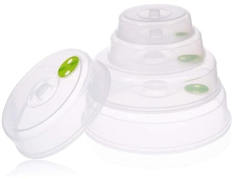 Set of 5 Microwave Plate Covers with Adjustable Steam Vents Microwave Splatter Covers for Food Cooking Heating and Reheating 5 Size Ventilated Microwave Lid BPA Free and Dishwasher Safe