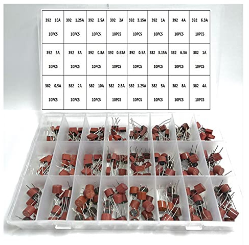 Fuse 240pcs 382 392 24 Values ??Blow Cylindrical Fuse 0.5 A 1A 1,25 A 2A 3,15 A 4A 5A 6.3 A 8A 10A Amp for LCD TV Power PCB Insurance kit Protected circuits