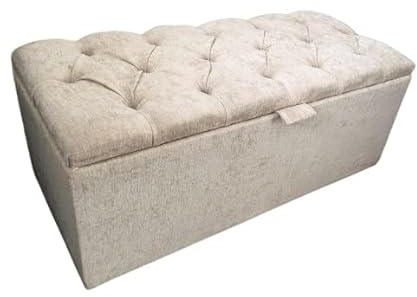 luxisleepltd Spanish Ottoman Storage Box Engineered Wood Chennile Fabric Ottoman Storage Bench,Ottoman for Bedroom Storage with Diamonds (Purple, Large)