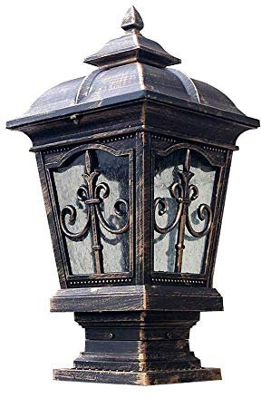 Post Light 48Cm Clôture Luminaire De Sécurité Méditerranéenne Antique Colonne Lumineuse Porte Garage Pilier Lampe Lanterne De Sol Rustique Bronze Jardin Paysage Terrasse Garage Lampadaire Pelouse Lam