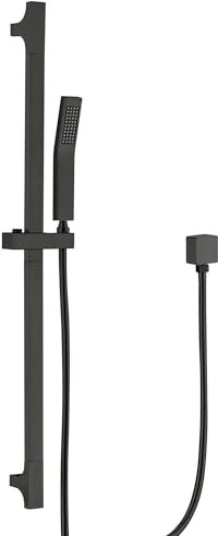 BAITUJIE Duschstange mit Brause Matt Schwarz Edelstahl Duschset mit Duschkopfhalterung und Schlauch für Badezimmer Rechteckig Matt Schwarz