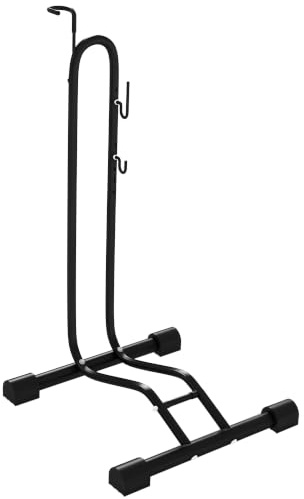 SPORTNOW Fahrradständer Wetterfest für 24-29 41x41x76-121 cm Schwarz | Vertikaler und Horizontaler Radständer, Aufstellständer, für 700c Fahrräder, Bodenmontage, Metall