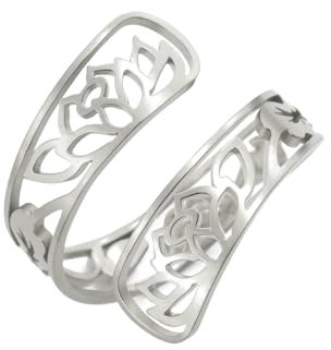Dreamtimes Lotus Blume Ringe für Frauen Encouragement Lotus Blume verstellbaren Ring Vintage Edelstahl Schmuck Buddha Yoga Ring Hochzeit Band Ring (Silber)