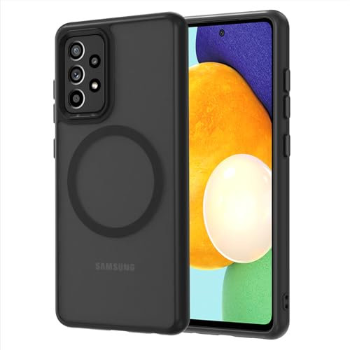 AOMYKE für Samsung Galaxy A52 / A52 5G / A52S Hülle Magnetisch, Handyhülle für Samsung Galaxy A52 / A52 5G / A52S Transluzente Matte Anti-Fingerabdruck PC Rückseite + TPU Bumper - Schwarz