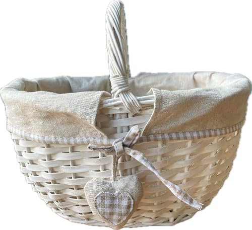 khevga Panier cadeau de mariage en osier avec cœur vide 36 x 27 x 20 cm