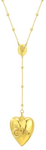 OIDEA Damen Halskette Rosenkranz Herz: Gold Y Kette aus Edelstahl mit Liebesurne Öffenbar Lana Del Rey Anhänger elegant LDR Design Schmuck Geschenk für Frauen Freundin Schwester