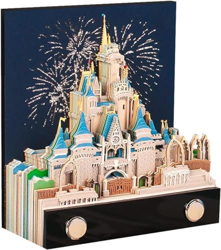 3D Calendar Notepad 2025, Desk Calendar 3D Magic Lock Weekly Calendar Notepad, Illuminated Creative Desk Calendar, DIY Engraving Paper, Art School Craft Home Office (Lock with Lights)