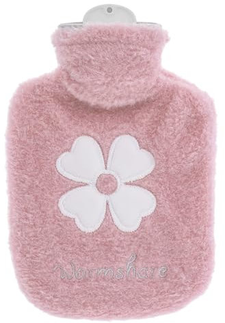 Thinp Wärmflasche mit Bezug, 500ml Wärmeflaschen,Kinder Wärmflasche,Wärmflaschen Klein,Tragbarer Auslaufsicher Bettflasche Flauschig Waschbare 2-in-1 Mini Wärmflasche,für Kinder Erwachsene Wintertagen