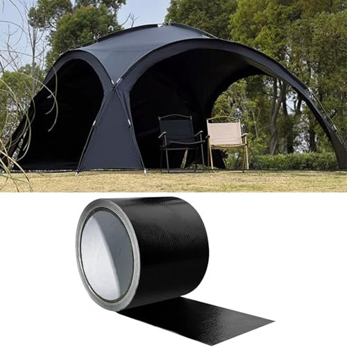 Nastro di Riparazione per Teloni, Nastro Adesivo Impermeabile, Nastro per Riparazioni di Teloni, Adatto per Tende, Ombrelloni, Ombrelloni da Giardino, Copriauto, Impermeabile, Nero, 48mm x 20m