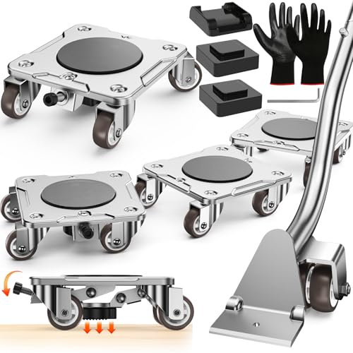 Kit de Transporte de Muebles con Función Parking - Carrito con Estabilizadores, Placa de Acero al Carbono Reforzada, Capacidad 500kg, Colocación Segura y Estable a Largo Plazo de Muebles Pesados