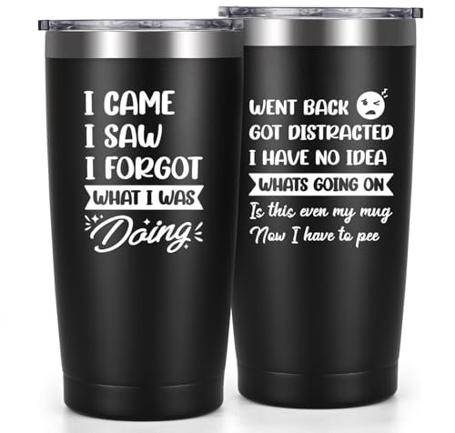 Livole Funny Gifts for Men, Him, Colleagues, Office Friends, Novelty Christmas Gifts for Men, Best Friends Birthday Presents, I Came I Saw I Forgot What I was Doing, 20oz Insulated Travel Coffee Mug